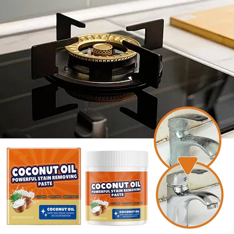 Cleaning Paste – Coconut Oil 3-in-1 Powerful Cleaner for Kitchen, Removes Tough Grease Stains From Oven, Stove & Grill, with Citric Acid & Shine-enhancing Formula - Image 2